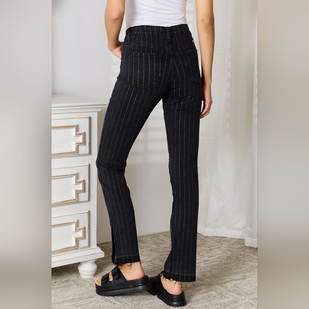 Kancan Designer Black Striped Pants with Pockets - Picture 3 of 5